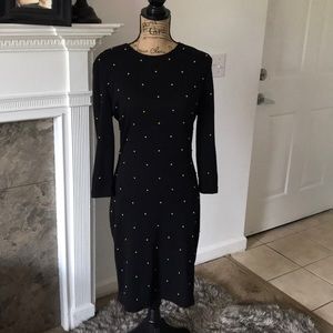 Vintage sweater black dress with gold studs